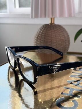 PRADA Black Logo Rectangular Eye Glasses NIB Unisex